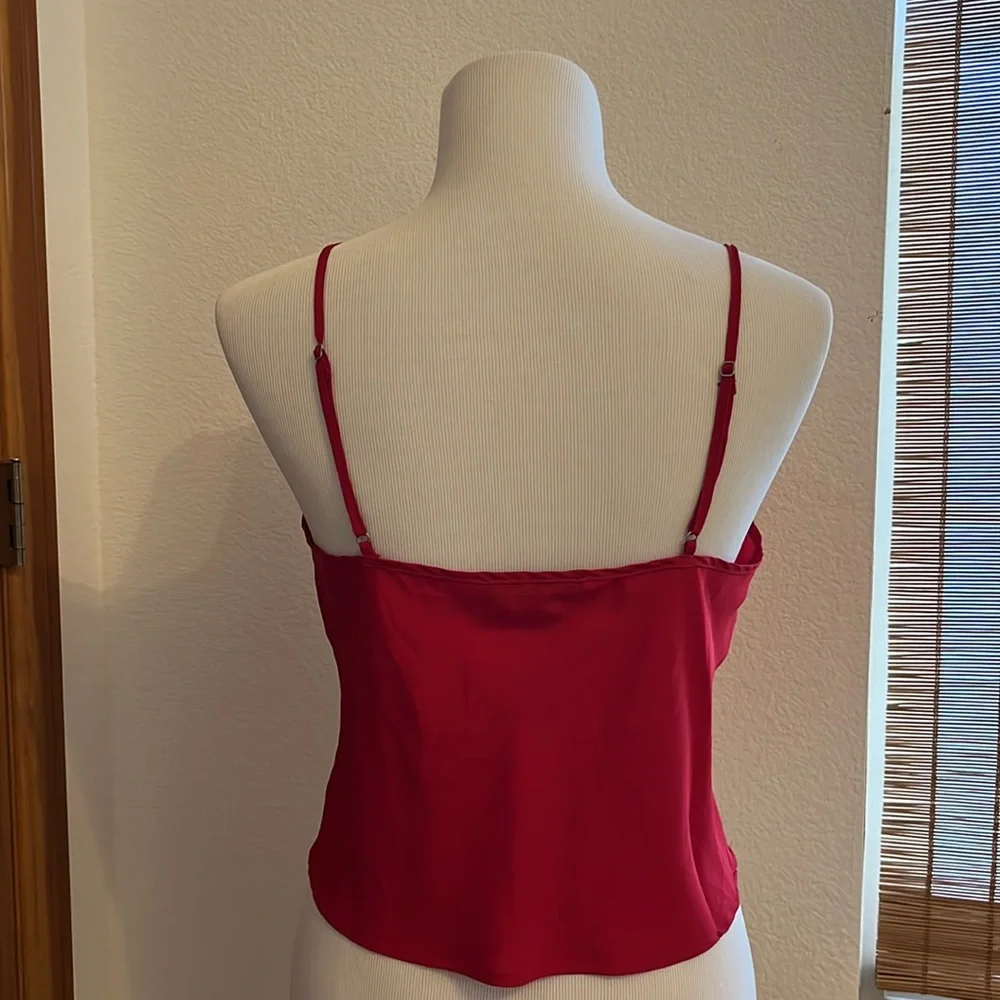 2-in-1 Red Chiffon Button Down and Camisole, Women’s Medium